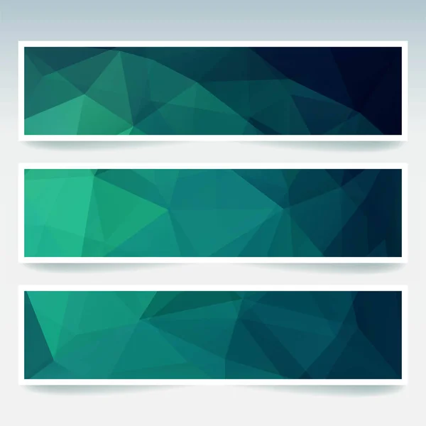 Conjunto de plantillas de banner verde con fondo abstracto. Banderas vectoriales modernas con fondo poligonal — Archivo Imágenes Vectoriales