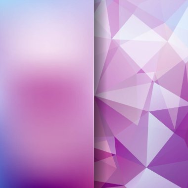 Geometrik desen, pembe, mor tonları arka planda çokgen üçgenler vektör. Cam ile arka plan bulanıklık. İllüstrasyon model