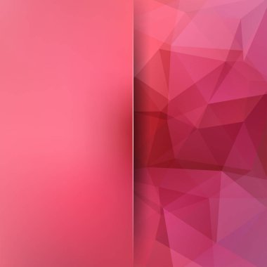 Geometrik desen, çokgen üçgenler arka plan kırmızı ve pembe tonlarında vektör. Cam ile arka plan bulanıklık. İllüstrasyon model