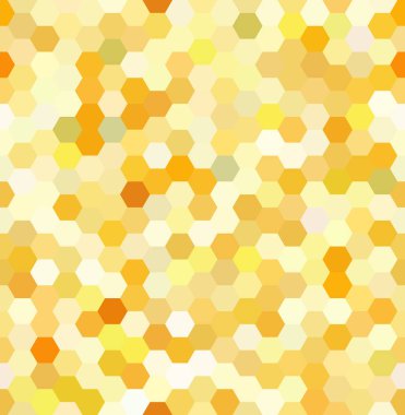 Sarı, turuncu, beyaz altıgenler oluşan sorunsuz arka plan. İş sunumları veya web şablonu afiş afiş için geometrik tasarım. Vektör çizim