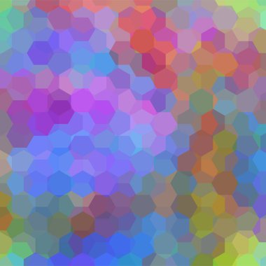 Geometrik desen, pembe, mavi, sarı, yeşil tonlarda altıgenler ile vektör arka plan. İllüstrasyon model