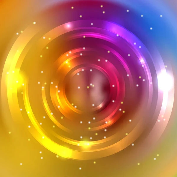 Fondo colorido abstracto, túnel círculo brillante. Elegante moderno fondo de pantalla geométrica. Ilustración vectorial. Amarillo, rosa, colores azules . — Vector de stock