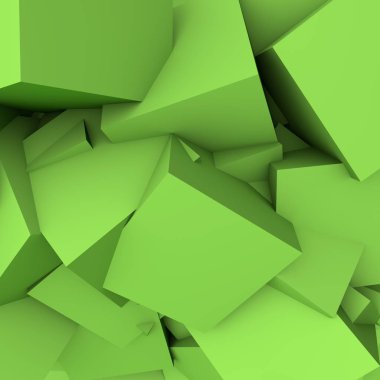 Geometrik şekiller oluşan arka plan. 3D yeşil üçgenler
