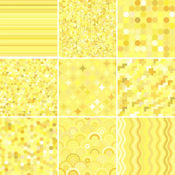 Set mit gelben abstrakten retro geometrischen nahtlosen Mustern für Design, Vektorillustration. — Stockvektor