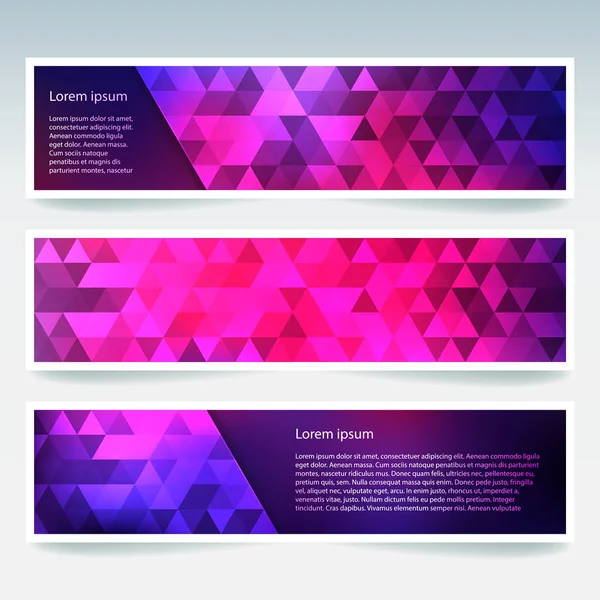 Banner-Vorlagen mit abstraktem Hintergrund. moderne Vektorbanner mit polygonalem Hintergrund. rosa, violette Farben. — Stockvektor