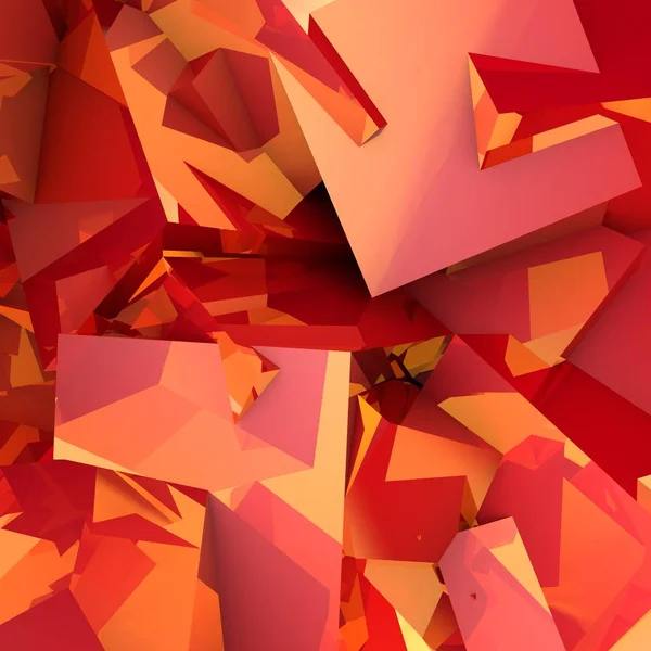 Abstrakt 3d baggrund med rød, orange geometriske former - Stock-foto