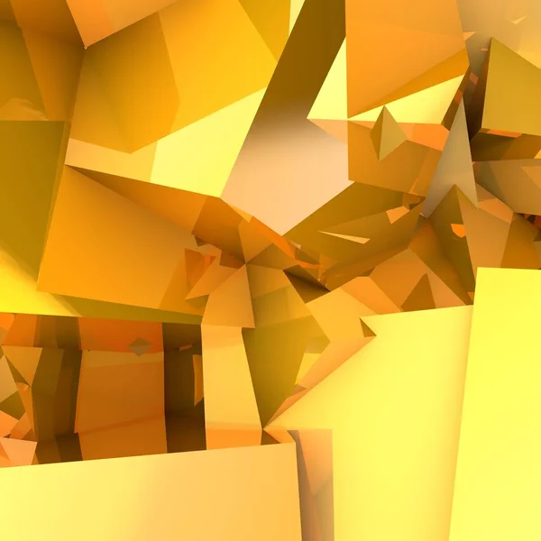 Sfondo geometrico astratto 3D. Giallo, colori oro . — Foto Stock