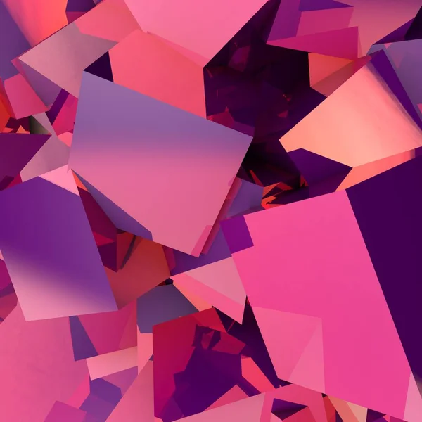 3D geometric abstract background. Pink, purple colors.