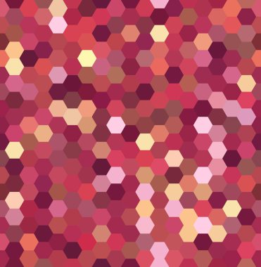 Pembe, turuncu altıgenler oluşan sorunsuz arka plan. İş sunumları veya web şablonu afiş afiş için geometrik tasarım. Vektör çizim.