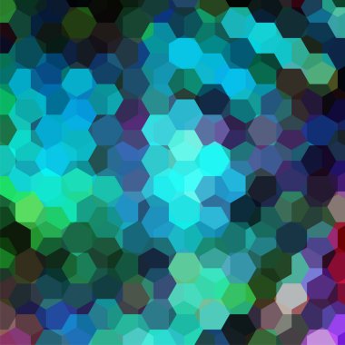 Arka plan siyah, mavi, yeşil altıgenler oluşan. İş sunumları veya web şablonu afiş afiş için geometrik tasarım. Vektör çizim