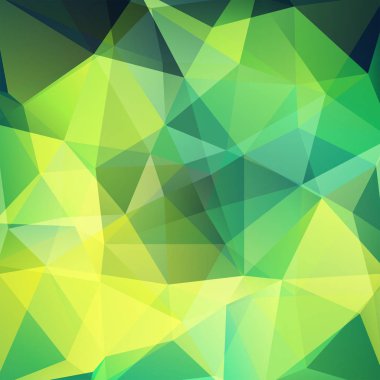 Sarı, yeşil üçgenlerden oluşan bir arka plan. Geometrik şekilli kare bileşim. Eps 10.