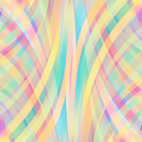 ぼやけた光曲線とカラフルな抽象的な背景のベクトル イラスト。ベクトルの幾何学的な図。黄色、オレンジ、ピンク、グリーンのパステル カラー — ストックベクタ