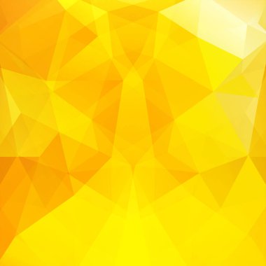 Sarı üçgenlerden oluşan soyut bir arkaplan. İş sunumları veya web şablonu afişi için geometrik tasarım. Vektör illüstrasyonu