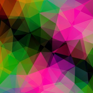 Soyut poligonal vektör arka plan. Renkli geometrik vektör çizim. Yaratıcı tasarım şablonu. Pembe, siyah, yeşil renkler.