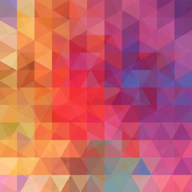 Üçgen vektör arka plan. Kullanılabilir kapak tasarımı, kitap tasarımı, Web sitesi arka plan. Vektör çizim. Kırmızı, mor, sarı, yeşil renkler.