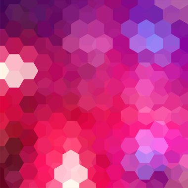 Arka plan kırmızı, pembe, mor altıgenler oluşan. İş sunumları veya web şablonu afiş afiş için geometrik tasarım. Vektör çizim