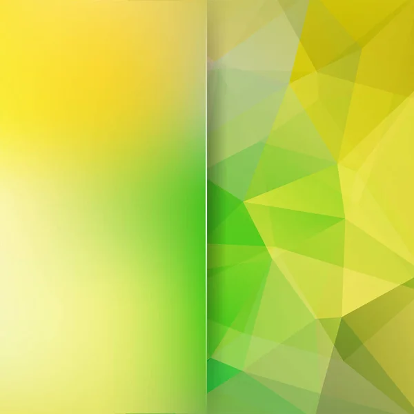 Geometrische patroon, veelhoek driehoeken vector achtergrond met gele, groene tinten. Vervagen de achtergrond met glas. Illustratie patroon — Stockvector