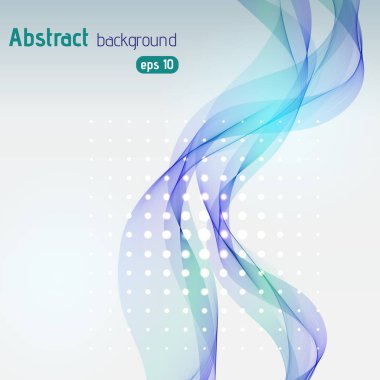 Soyut renkli çizgiler, dalgalar. Mavi, yeşil renkler. Vektör çizim