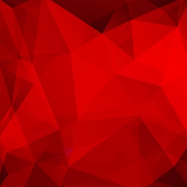 Kırmızı üçgenlerden oluşan soyut arkaplan. İş sunumları veya web şablonu afişi için geometrik tasarım. Vektör illüstrasyonu