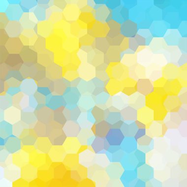 Arka plan sarı, mavi, beyaz altıgenler oluşan. İş sunumları veya web şablonu afiş afiş için geometrik tasarım. Vektör çizim