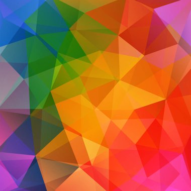 Arka plan coloful üçgen oluşan. İş sunumları veya web şablonu afiş afiş için geometrik tasarım. Vektör çizim. Gökkuşağı renginde.