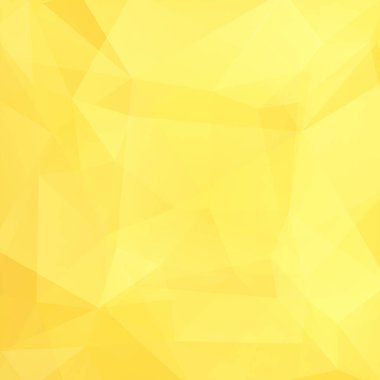 Sarı üçgenlerden oluşan soyut bir arkaplan. İş sunumları veya web şablonu afişi için geometrik tasarım. Vektör illüstrasyonu