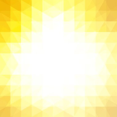 Sarı, beyaz üçgenlerden oluşan bir arka plan. Geometrik şekilli kare bileşim. Eps 10