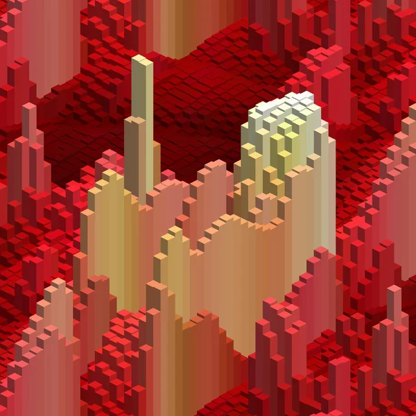 Abstrakter Hintergrund mit roter, orangefarbener Würfelverzierung. Vektorillustration — Stockvektor