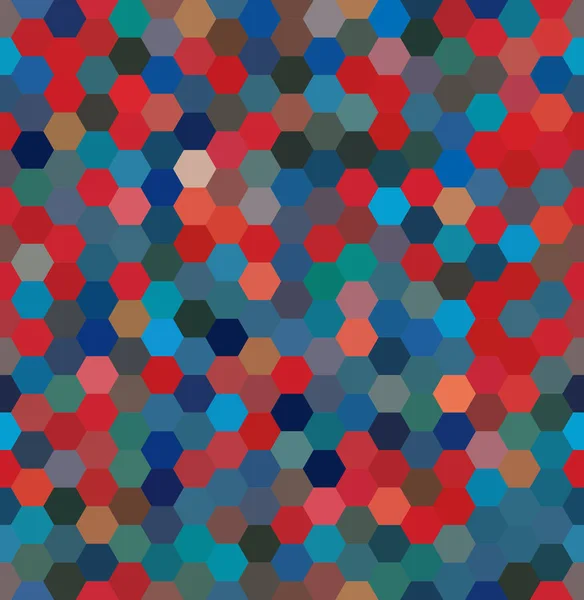 Fond vectoriel avec hexagones rouges et bleus. Peut être utilisé pour l'impression sur tissu et papier ou décoration . — Image vectorielle