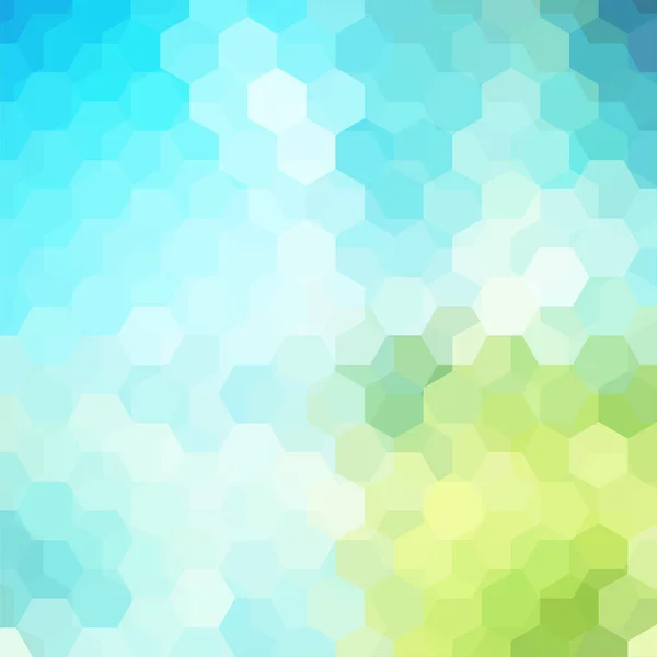 Fundo abstrato constituído por hexágonos azuis, verdes e brancos. Design geométrico para apresentações de negócios ou panfleto de banner de modelo web. Ilustração vetorial — Vetor de Stock
