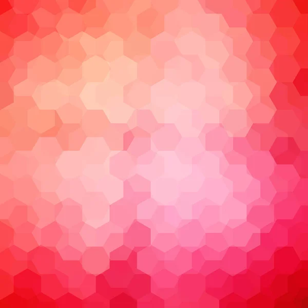 Padrão geométrico, fundo vetorial com hexágonos em tons laranja, rosa, vermelho. Padrão de ilustração — Vetor de Stock