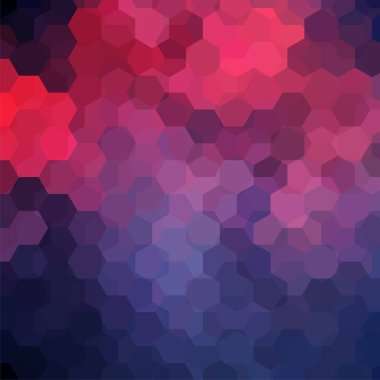 Soyut altıgenler arka plan vektör. Geometrik vektör çizim. Yaratıcı tasarım şablonu. Pembe, mavi, mor renkler.