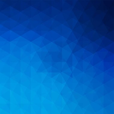 Mavi üçgenlerden oluşan soyut bir arka plan. İş sunumları veya web şablonu afişi için geometrik tasarım. Vektör illüstrasyonu