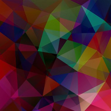 Soyut mozaik arka plan. Üçgen geometrik arka plan. Tasarım öğeleri. Vektör çizim. Kahverengi, siyah, kırmızı, yeşil, mavi renklerini.