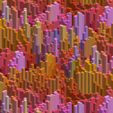 Küpleri ile arka plan. Vektör küp kutusu iş kavramları. Sarı, pembe, turuncu renkler.