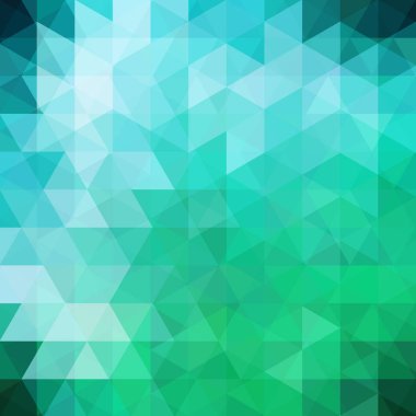 Yeşil, mavi geometrik şekillerin arka planı. Soyut üçgen geometrik arkaplan. Mozaik model. Vektör EPS 10. Vektör illüstrasyonu