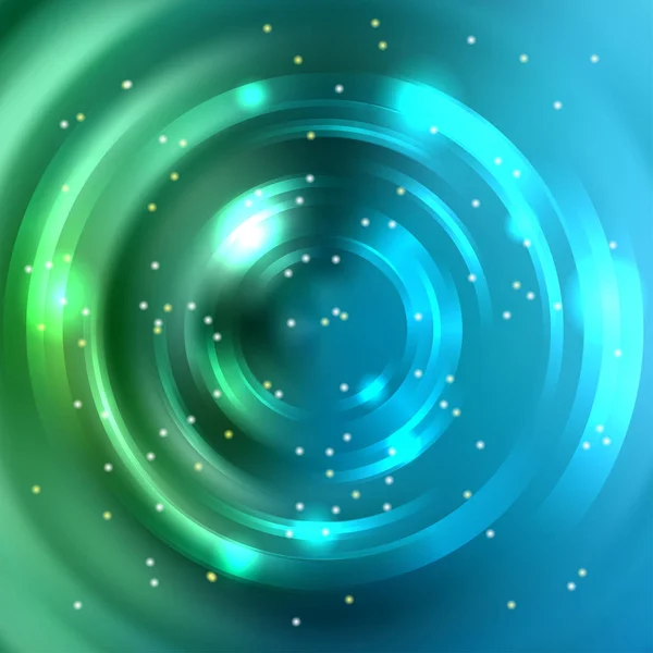 Fond abstrait avec fond tourbillonnant lumineux. Vecteur tunnel rond infini de fusées éclairantes. Vert, couleurs bleues . — Image vectorielle