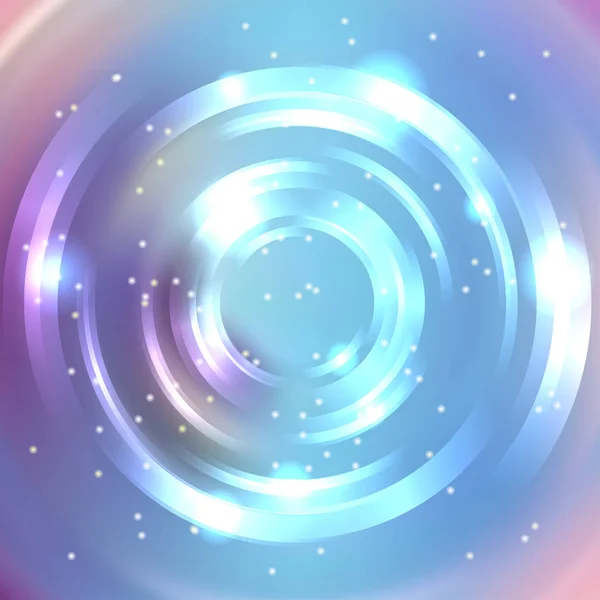 Vector rund ram. Lysande cirkeln banner. Glödande spiral. Vektorillustration. Blå, rosa, lila färger. — Stock vektor