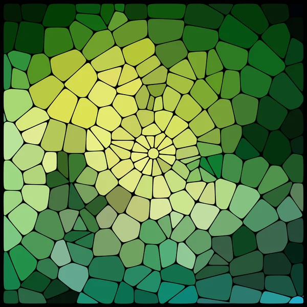 Abstrakt bakgrund bestående av svarta linjer med rundade kanter i olika storlekar och gröna geometriska former. Vektorillustration. — Stock vektor