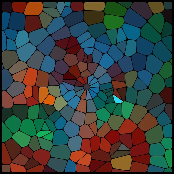 Abstrakt bakgrund bestående av svarta linjer med rundade kanter i olika storlekar och färgglada geometriska former. Vektorillustration. Grön, brun, blå färger. — Stock vektor
