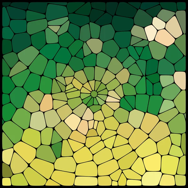 Abstracte achtergrond die bestaat uit gele, groene geometrische vormen met dikke zwarte randen, vectorillustratie. — Stockvector