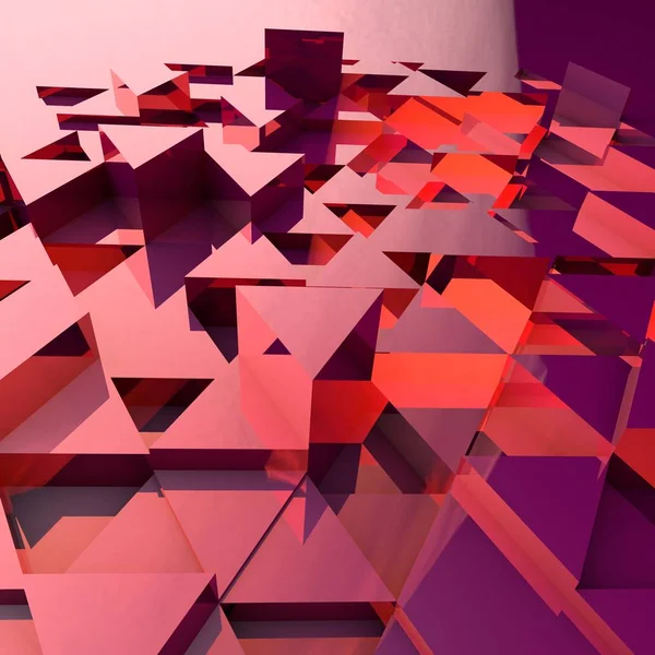 Fond 3d abstrait avec triangles polygonaux rouges . — Photo