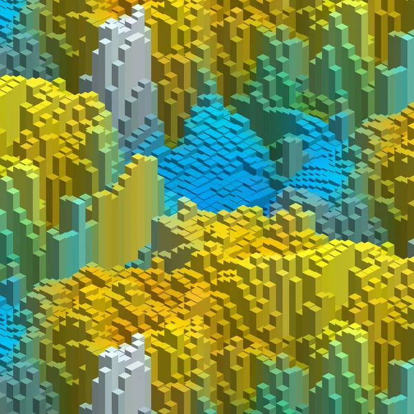 Fundo abstrato com cubos amarelos, azuis, verdes. Caixa de cubo vetorial para conceitos de negócios . —  Vetores de Stock