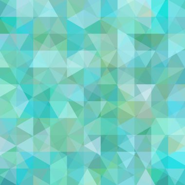 Arka plan pastel mavi, yeşil üçgen yaptı. Geometrik şekiller ile kare kompozisyon. EPS 10