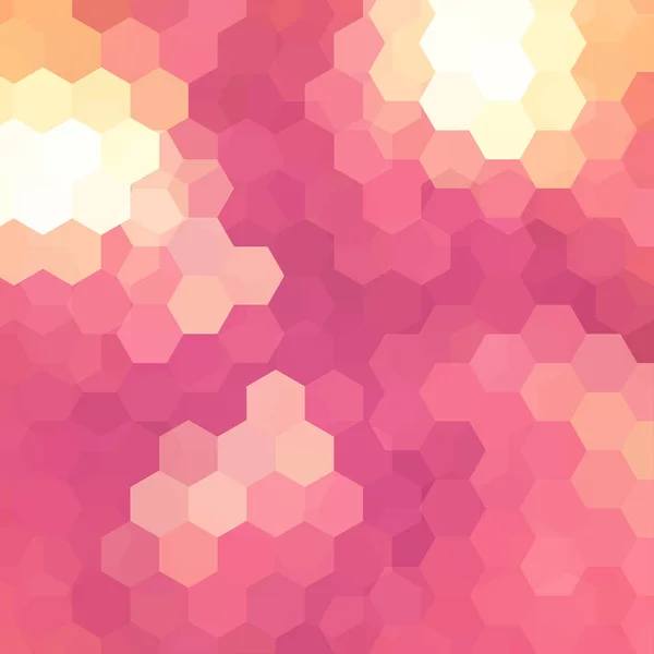 Patrón geométrico, fondo vectorial con hexágonos en tonos rosa y naranja. Patrón de ilustración — Vector de stock