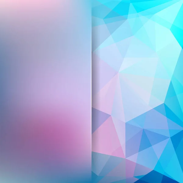 Abstrakter Mosaikhintergrund. Hintergrund verschwimmen lassen. Dreieck geometrischer Hintergrund. Designelemente. Vektorillustration. blau, rosa Farben. — Stockvektor