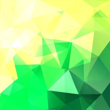 Soyut mozaik arka plan. Üçgen geometrik arkaplan. Tasarım elemanları. Vektör çizimi. Sarı, yeşil renkler.