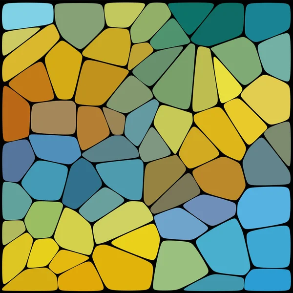 Fond abstrait composé de jaune, orange, beige, bleu formes géométriques avec épaisses bordures noires, illustration vectorielle . — Image vectorielle
