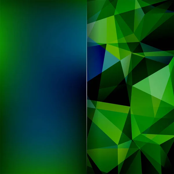 Polygonal vector background. Blur background. Can be used in cover design, book design, website background. Vector illustration. Green, blue, black colors.