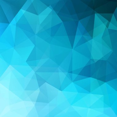 Mavi üçgenlerden oluşan soyut bir arka plan. İş sunumları veya web şablonu afişi için geometrik tasarım. Vektör illüstrasyonu